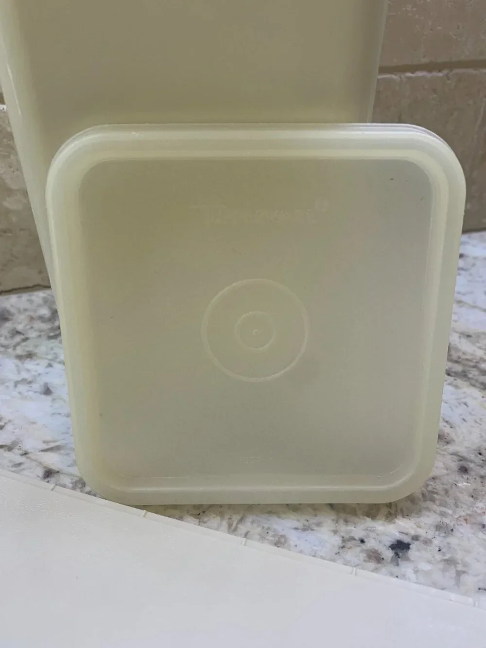 Tupperware Cheese Block Keeper w/ tray & lid Almond 3 piece set